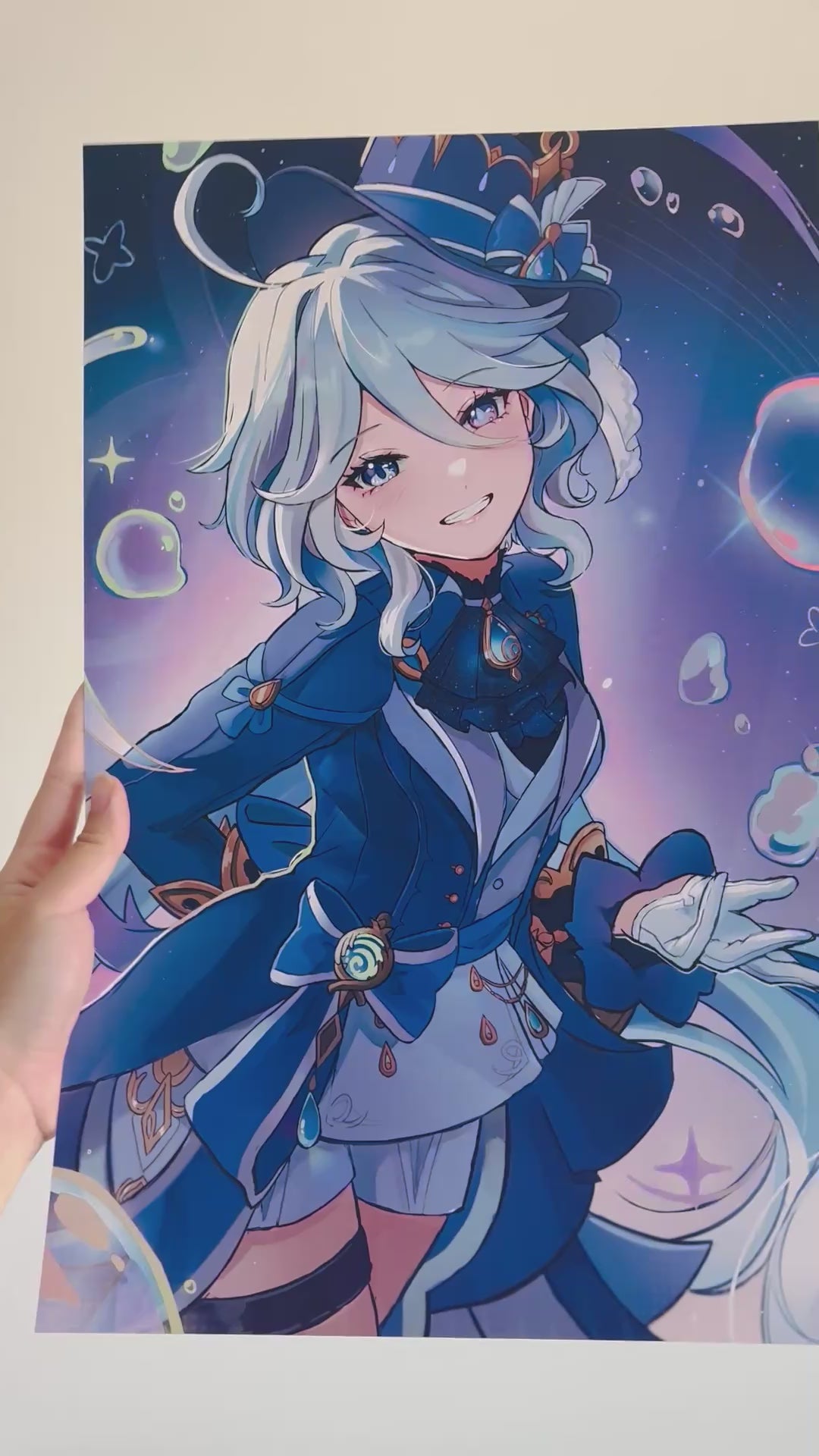 Furina Genshim Impact Holographic Foil Print
